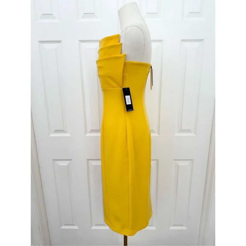 Posh Couture Womens Yellow‎ 3 Layer Bust Cocktail Dress Small NWT